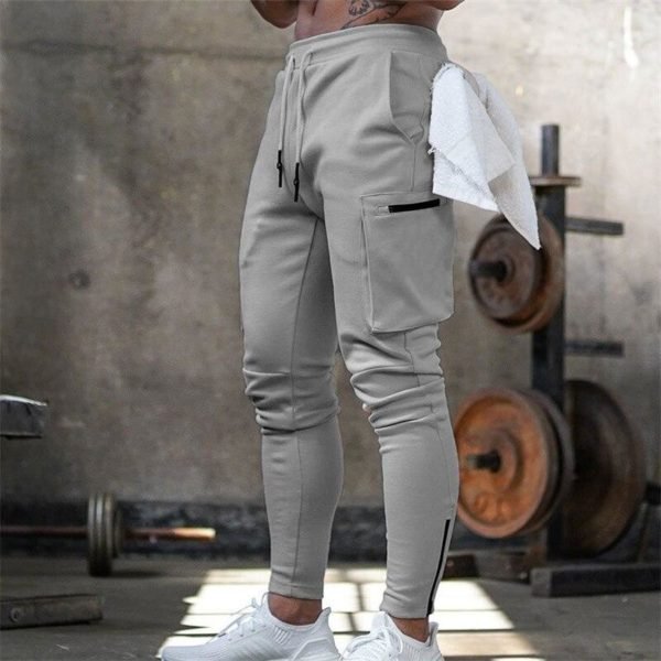 Skinny Leg Men's Joggers With Zipper Pockets And Drawstring