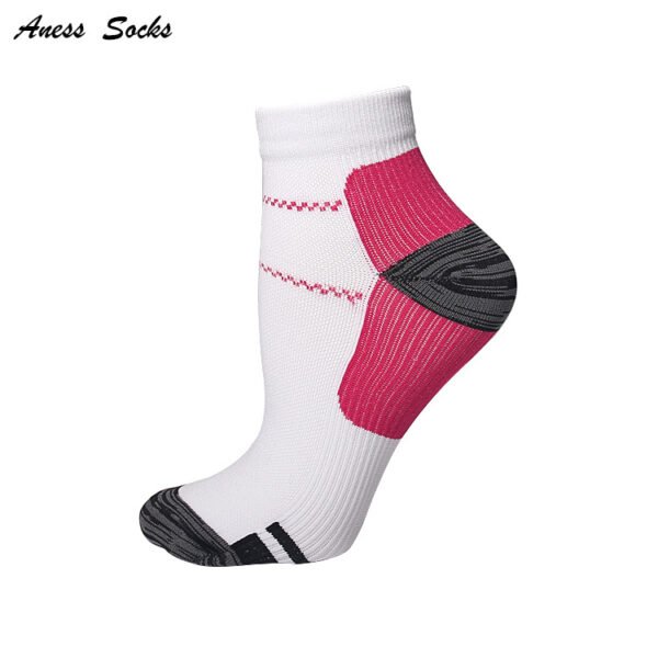 Pink grey white Unisex Compression Socks With Colourful Heels