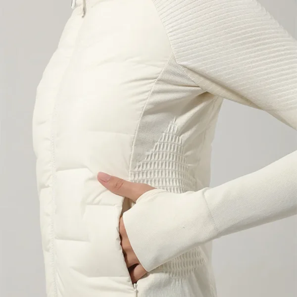 White Ultralight Puffer Sports Jacket for Women pockets