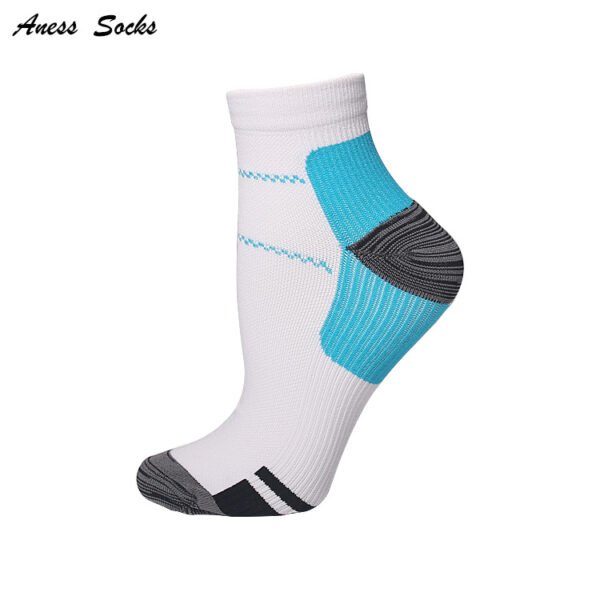 White blue grey Unisex Compression Socks With Colourful Heels