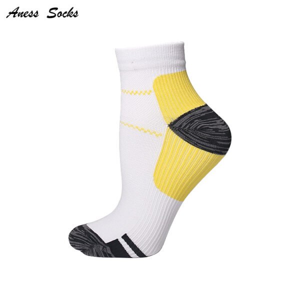 White yellow grey Unisex Compression Socks With Colourful Heels