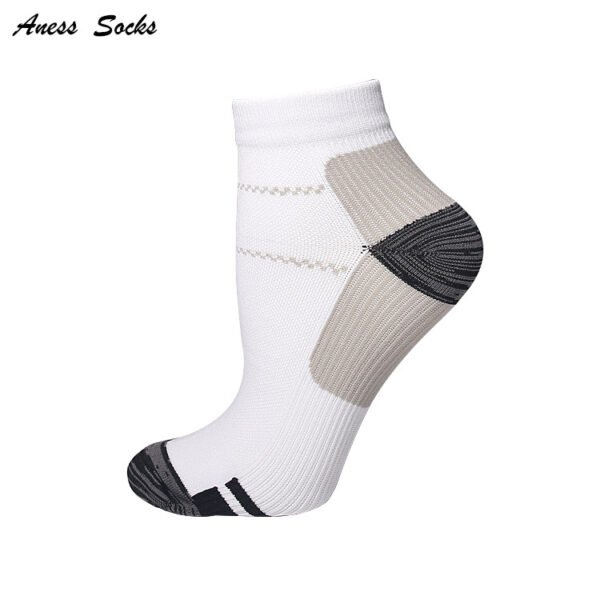 grey white Unisex Compression Socks With Colourful Heels