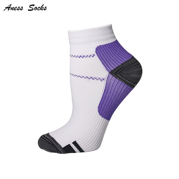 White purple grey Unisex Compression Socks With Colourful Heels