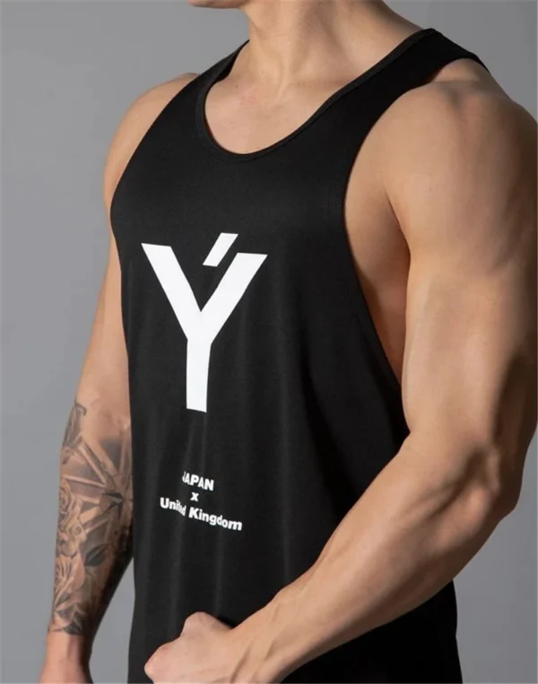 Y Tank Top for Men Black white