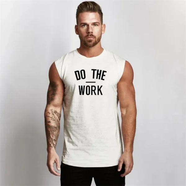 White Sleeveless Do The Work Tank Top