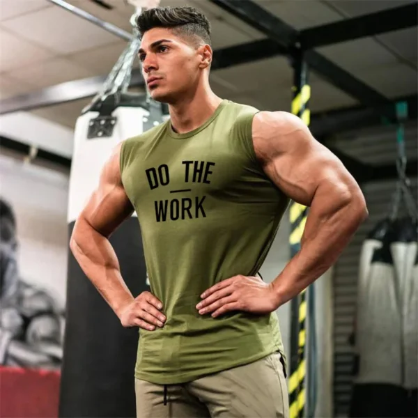 Sleeveless Do The Work Tank Top Maon Model army green