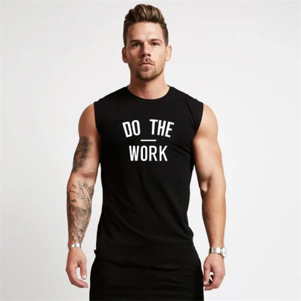 Black Men's Sleeveless Do The Work Tank Top