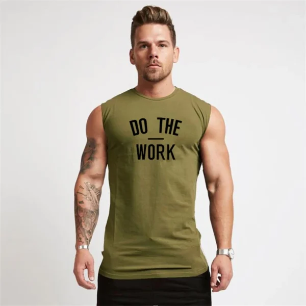 Sleeveless Do The Work Tank Top Army Green