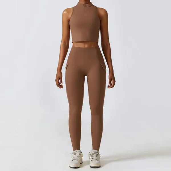 Brown Ladies Matching 2 Piece Yoga Set