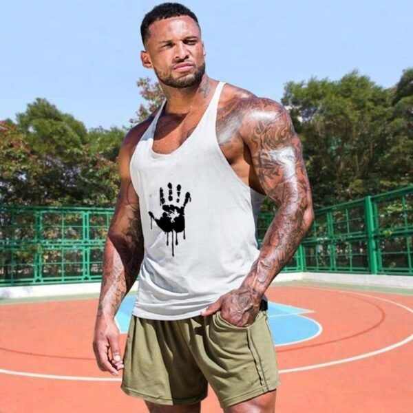 White Dripping Handprint Stringer Vest