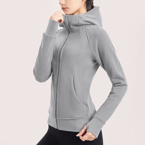 Sports Top With Zipper and Hoodie light Grey