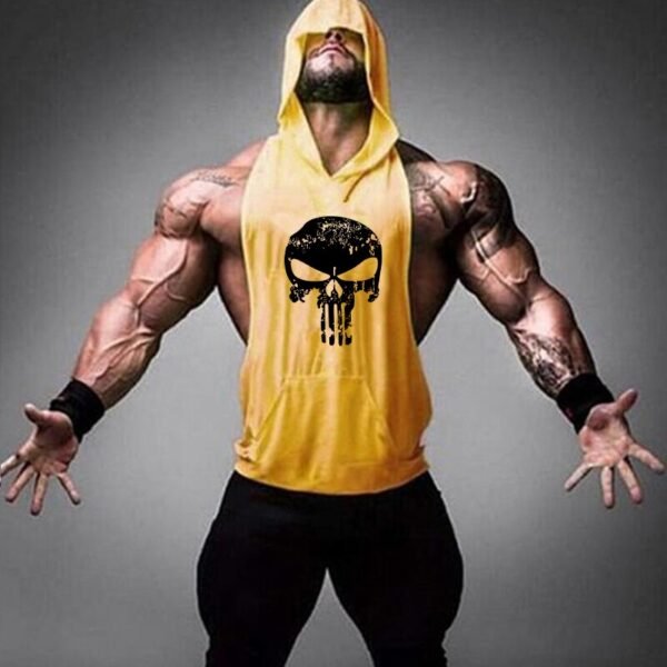 Skull Stringer Top with Hoodie yellow