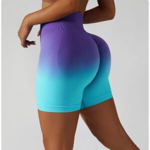 Ladies Two-tone Yoga Shorts with a High Waist