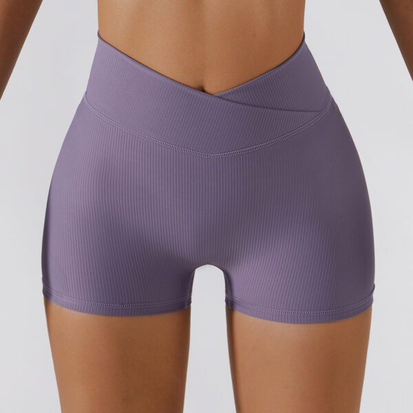 Yoga Shorts with a Fold Over Waist Purple