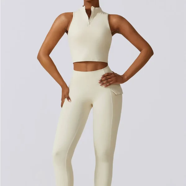 White Ladies Matching 2 Piece Yoga Set