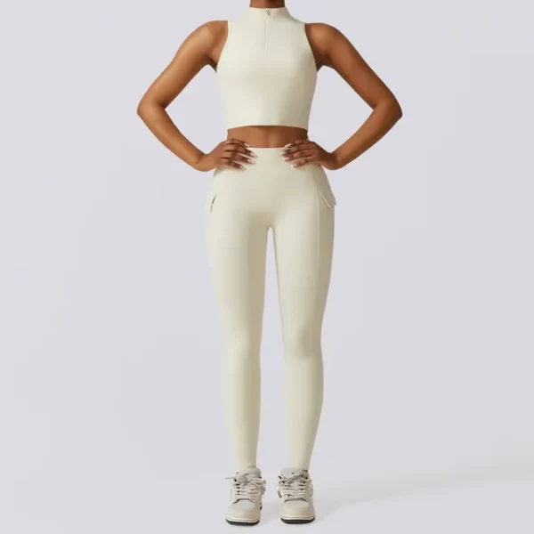 White Ladies Matching 2 Piece Yoga Set