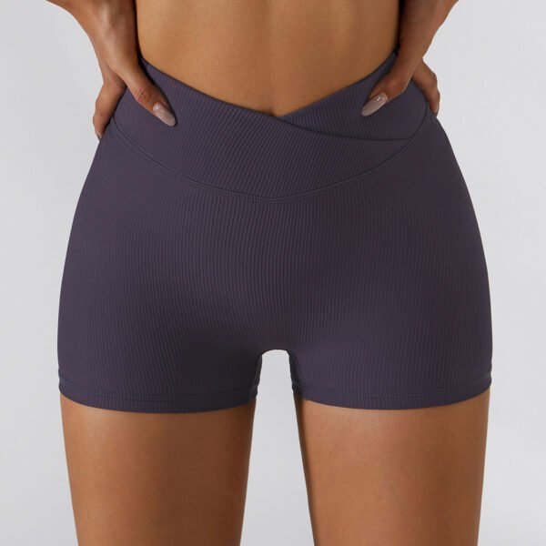 Yoga Shorts with a Fold Over Waist Purple