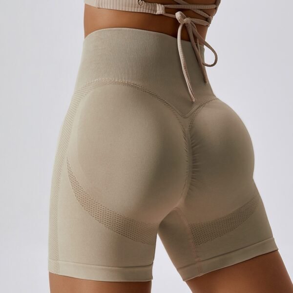 Women's High Waist Scrunched Yoga Shorts Beige