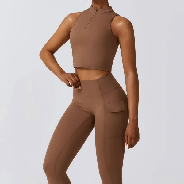 Brown Ladies Matching 2 Piece Yoga Set