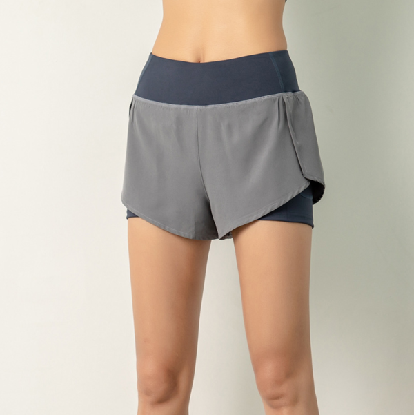 Ladies 2 in 1 Sports Shorts with Pockets Grey