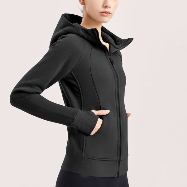 Sports Top With Zipper and Hoodie dark grey