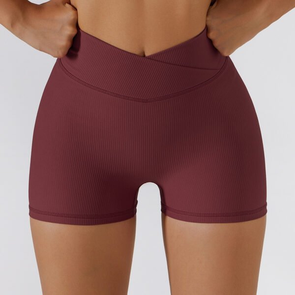 Yoga Shorts with a Fold Over Waist Red