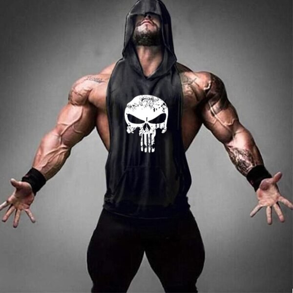 Skull Stringer Top with Hoodie