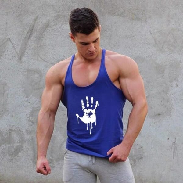 Blue Dripping Handprint Stringer Vest