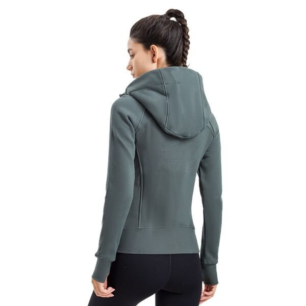 Sports Top With Zipper and Hoodie back view