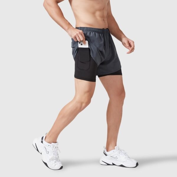 Men's 2 in 1 Quick Drying Sports Shorts cell pocket