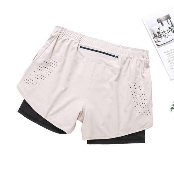 Cream Men's 2 in 1 Quick Drying Sports Shorts