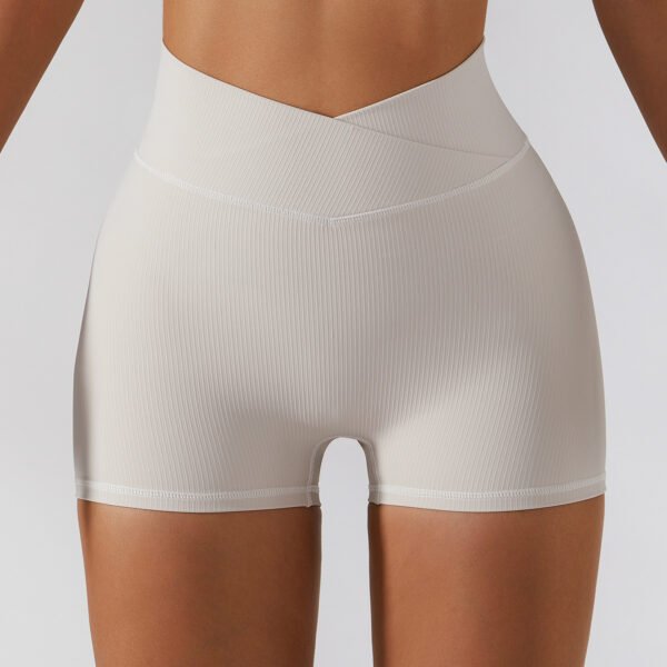 Yoga Shorts with a Fold Over Waist White