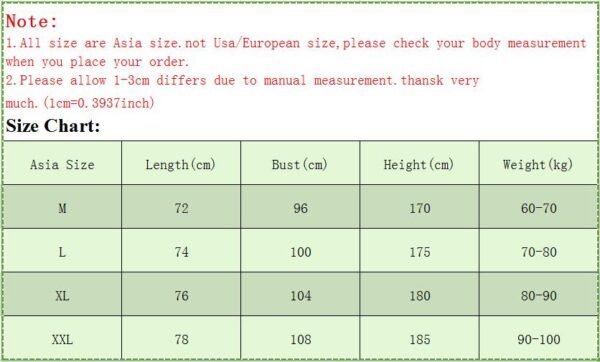 Round Neck Gym Tank Top size chart