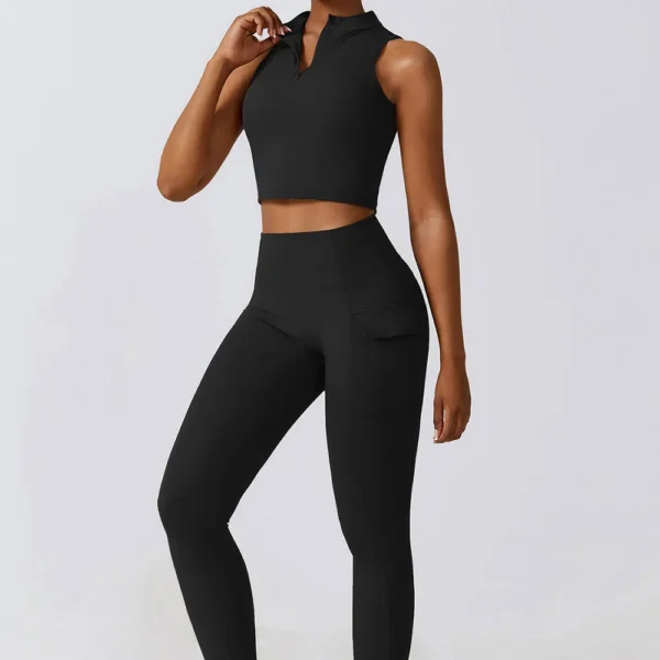 Black Ladies Matching 2 Piece Yoga Set