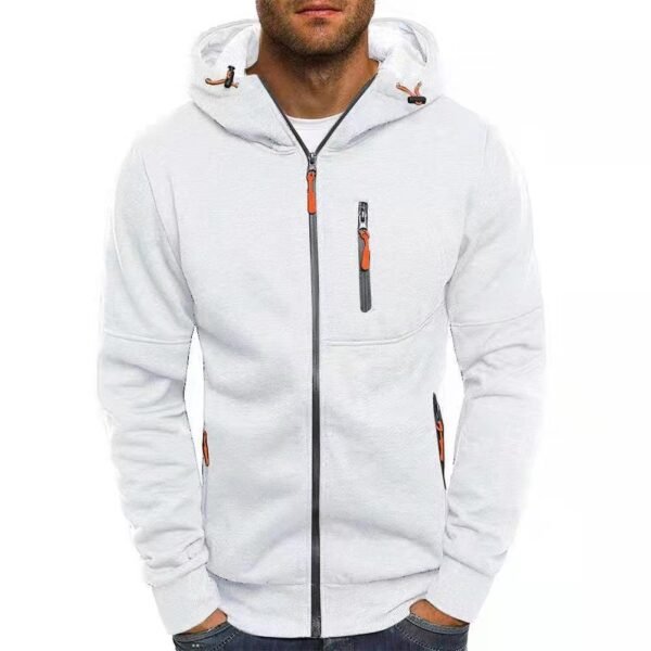 Men’s Stylish Gym Hoodie with a Zippered Front white