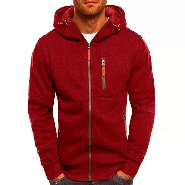 Men’s Stylish Gym Hoodie with a Zippered Front red