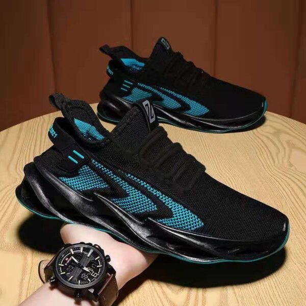 Shock Absorbing Running Shoes Black with blue details