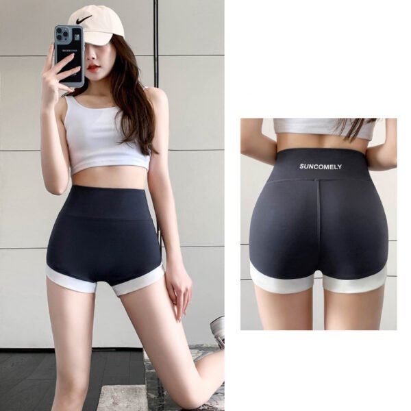 Ladies High Waist Fitness Pants front and back Grey