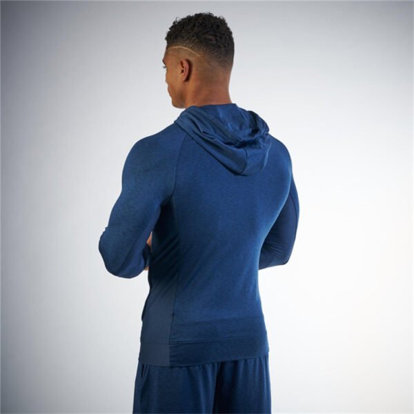 Blue Men's Tight Fit Fitness Hoodie with Zip Front