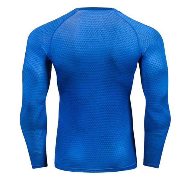 Blue Long Sleeve Breathable Quick-Drying Fitness Top for Men