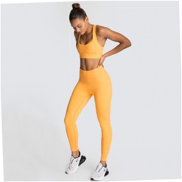 Orange Matching Leggings and Sports Bra Set