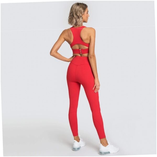 Red Matching Leggings and Sports Bra Set