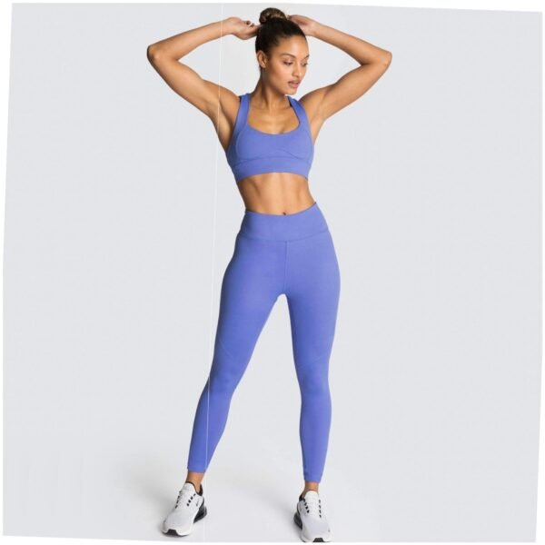 Blue Matching Leggings and Sports Bra Set