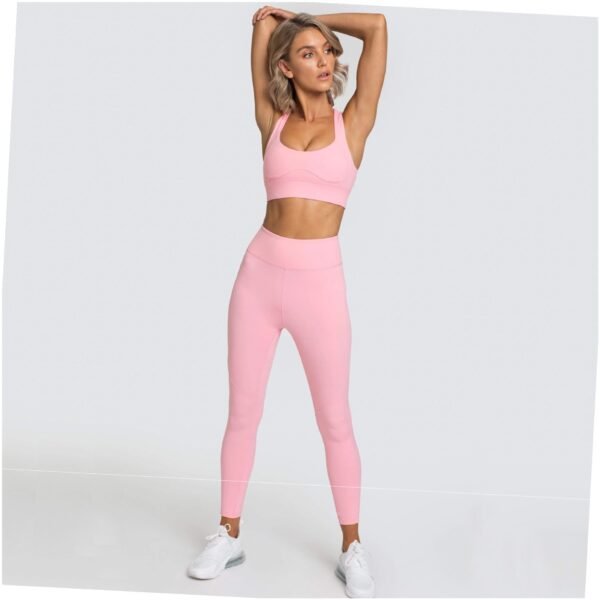 Pink Matching Leggings and Sports Bra Set