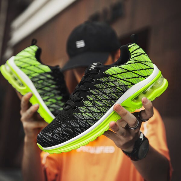 Black and green Breathable Mesh Running Shoes