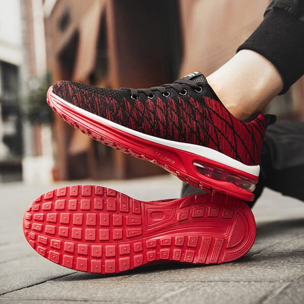 Black and Red Breathable Mesh Running Shoes