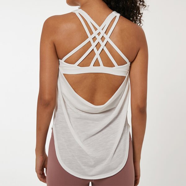 Womens Yoga and Fitness Tank Top white back