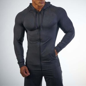 Men's Tight Fit Fitness Hoodie with Zip Front