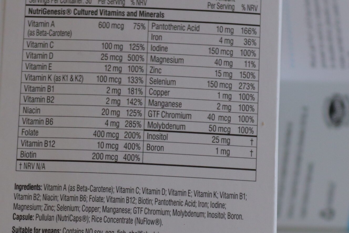 Ingredients in Performance Lab multimen.