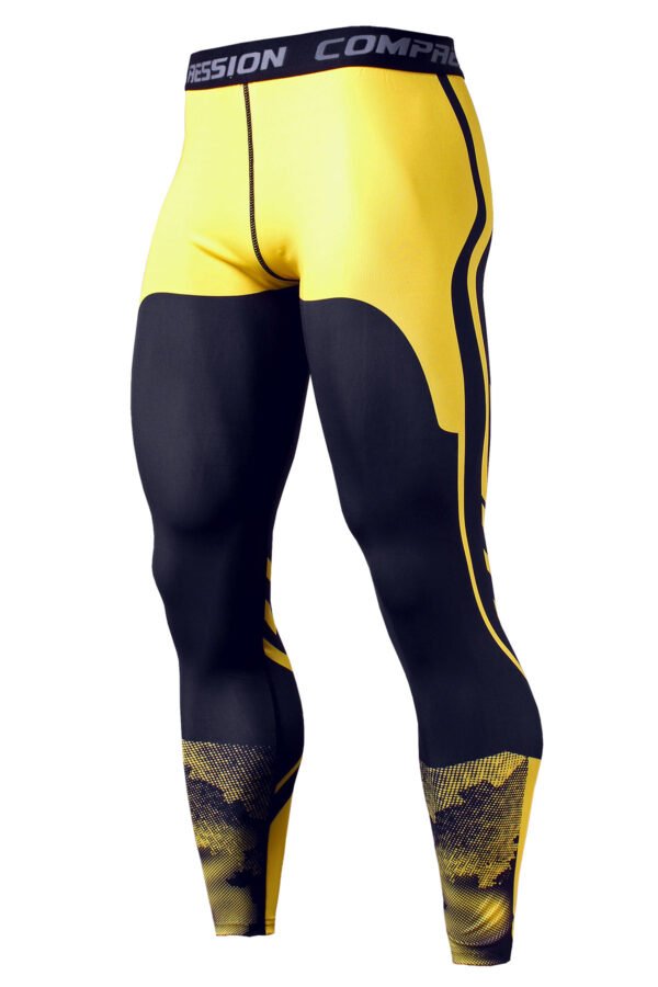 K175 Yellow Men's Skinny Quick Dry Fitness Compression Pants